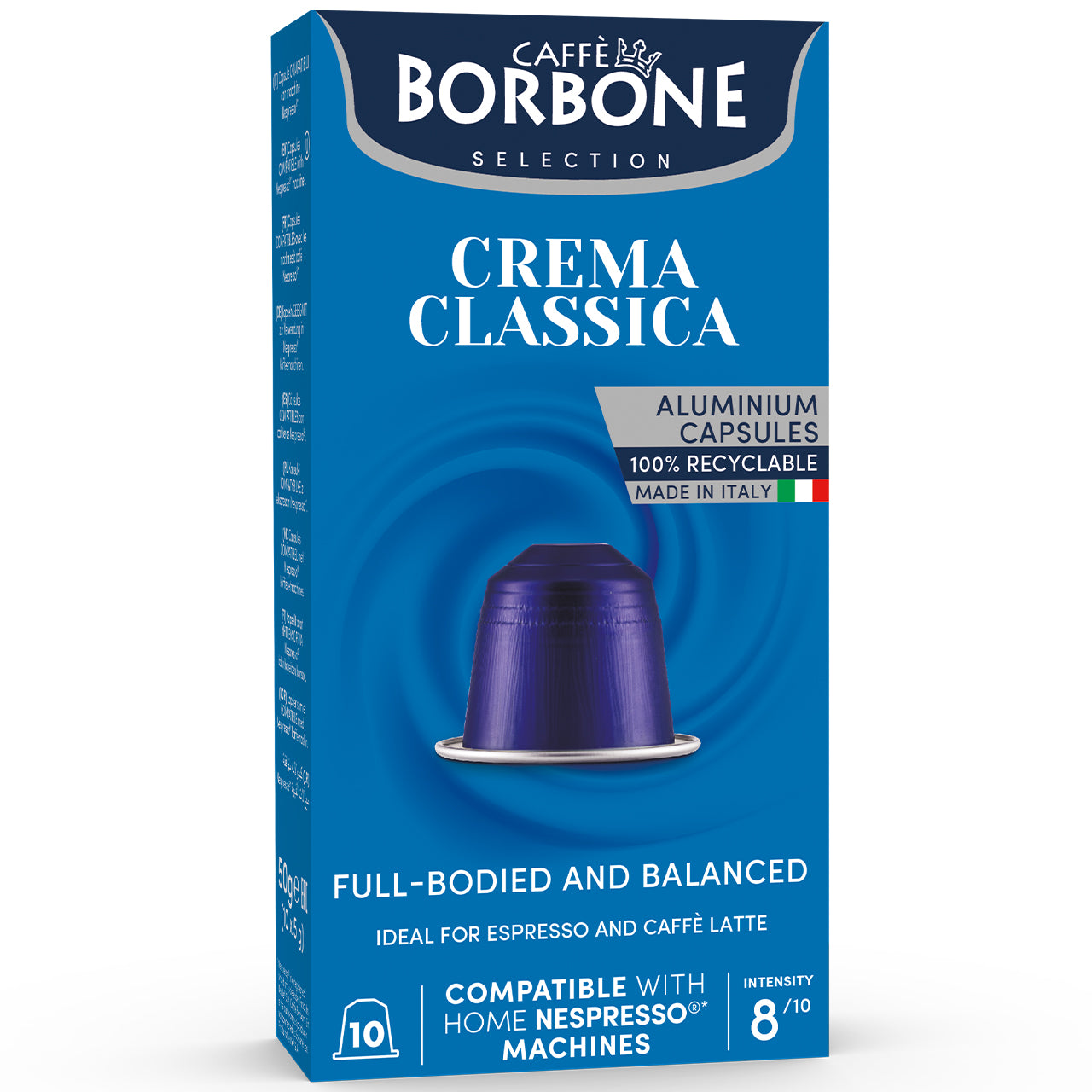 Caffè Borbone Crema Classica coffee capsule packaging on a white background