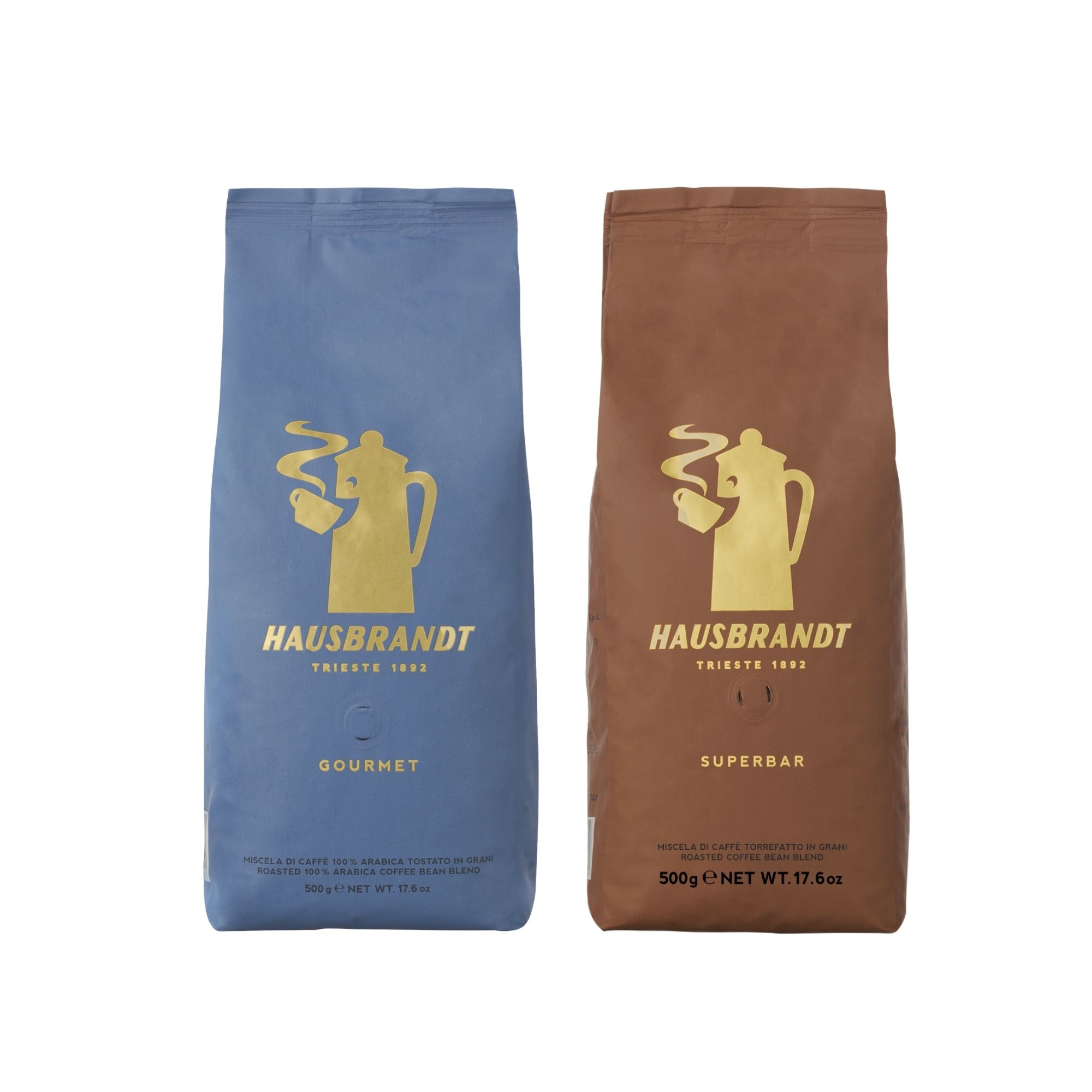 Hausbrandt Gourmet and Superbar coffee beans 2 x 500g
