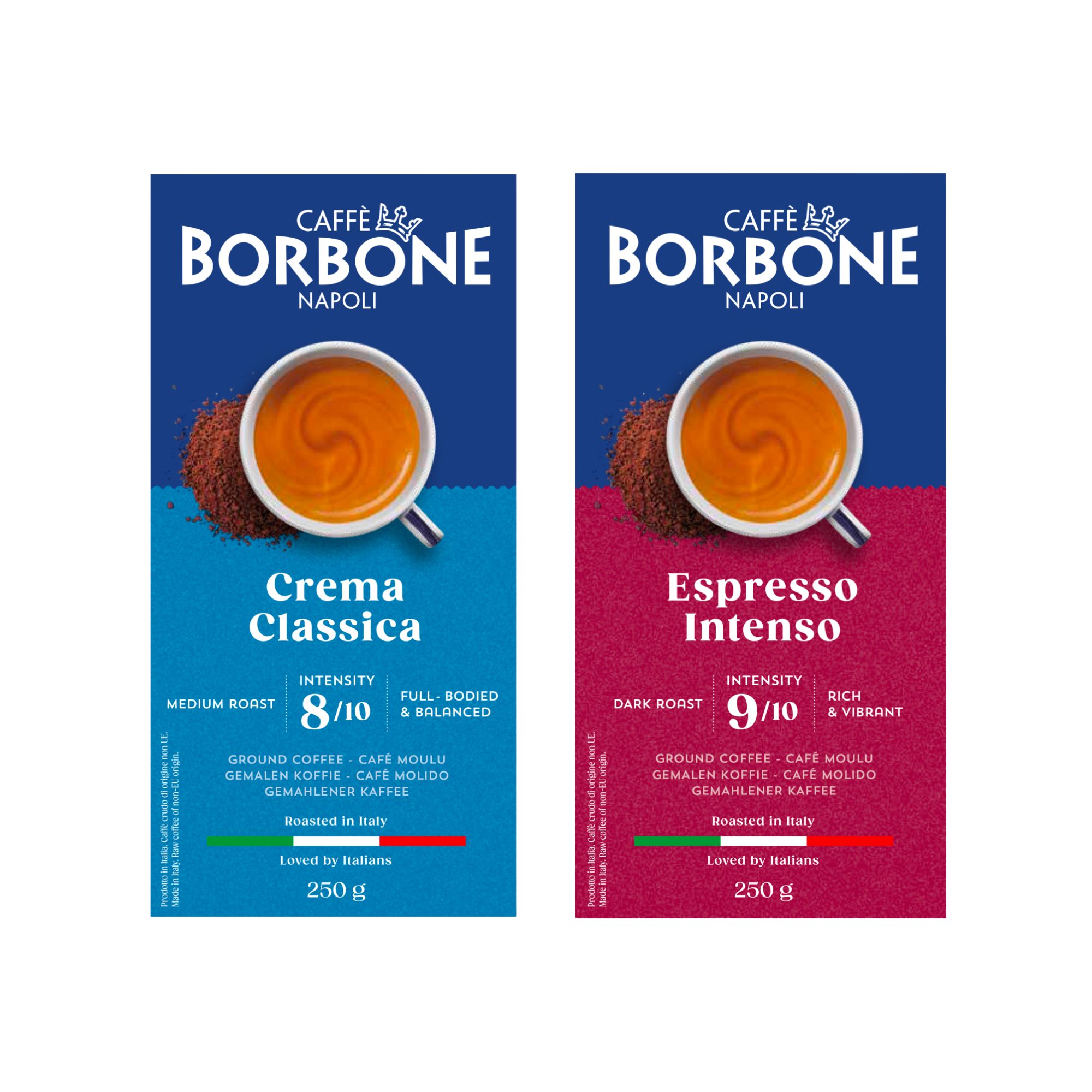 Borbone Crema Classica and Espresso Intenso ground coffee 2 x 250g 
