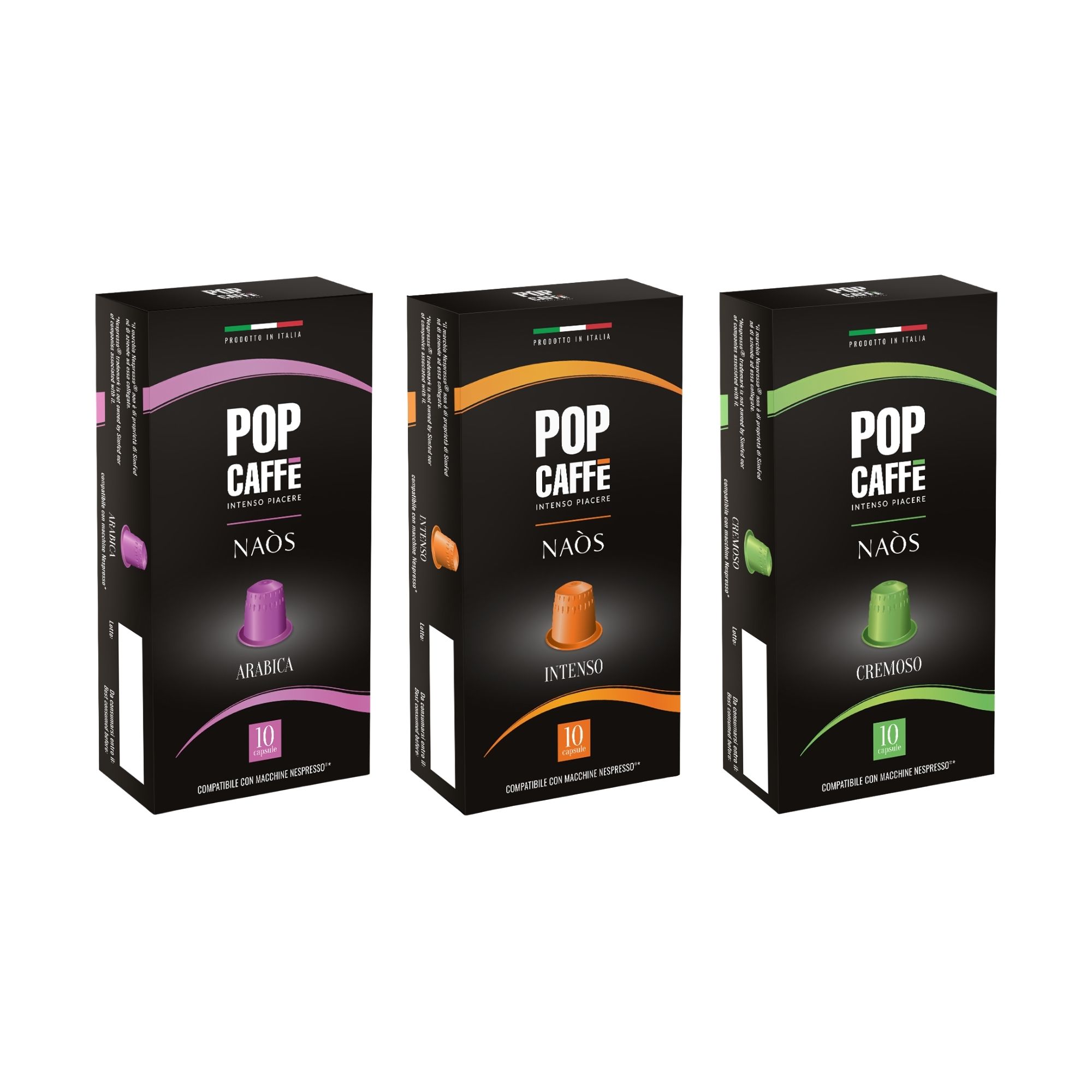 Pop Caffè Discovery Set 30 Capsules Arabica, Intenso and Cremoso